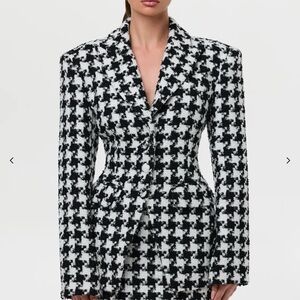 Naked Wardrobe Black and White Tweed Houndstooth Blazer S NWT